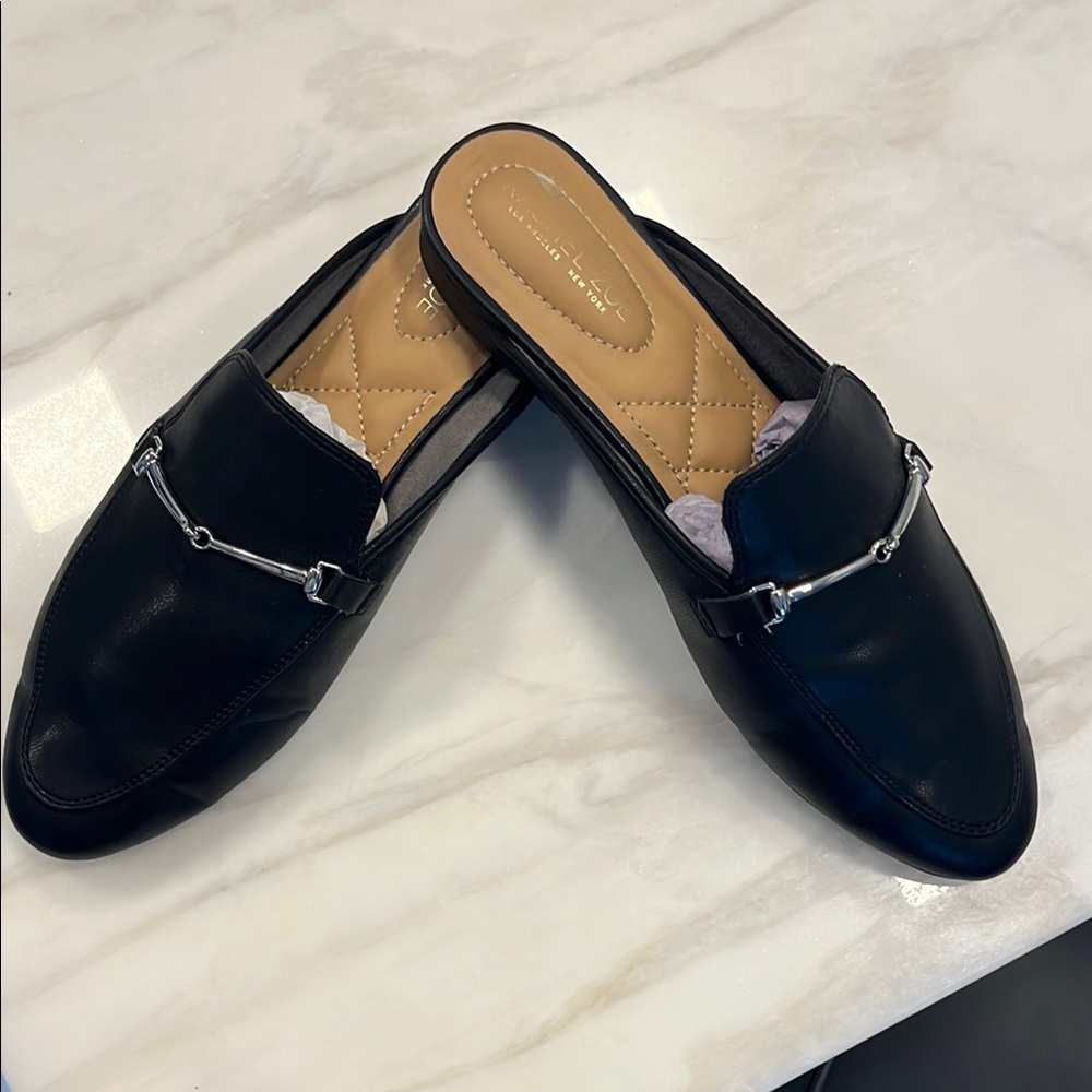 Rachel Zoe Black Loafers with Silver Accent